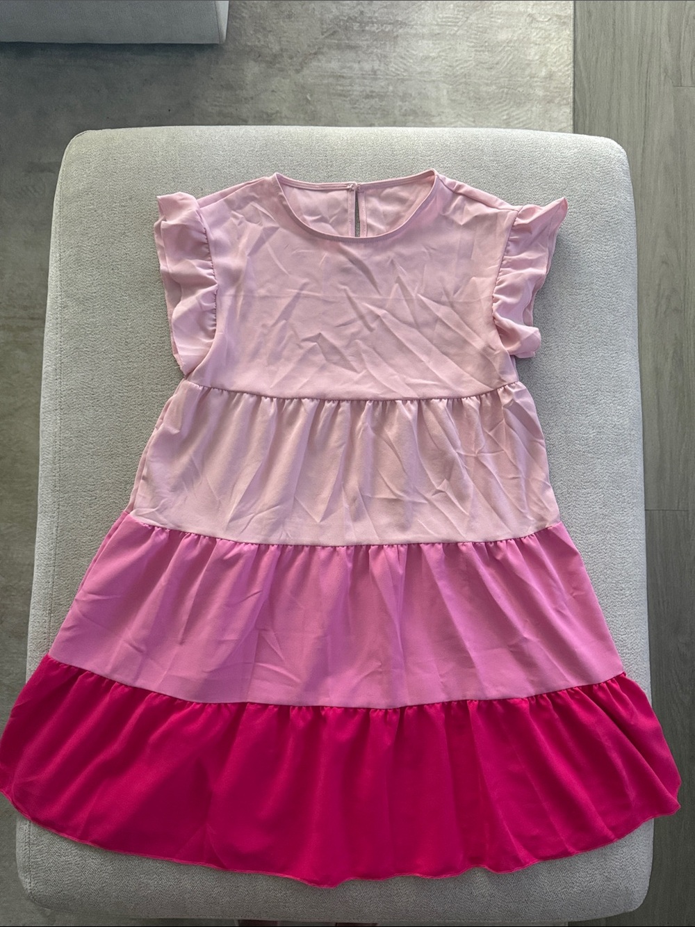 Women’s Mini Tiered Pink Colorblock Dress